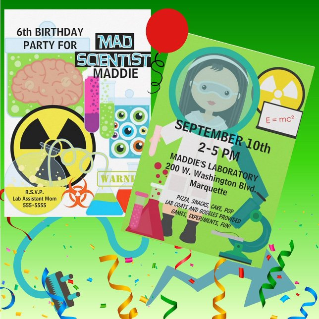 Kids Mad Scientist Science Lab Birthday Invitation (Creator Uploaded)