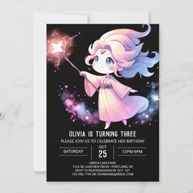 Kids Magical Wizard Birthday Invitation (Front)