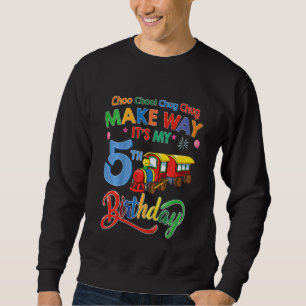 Kids Make Way It's My 5th Birthday Train Birthday Sweatshirt