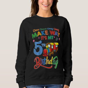 Kids Make Way It's My 5th Birthday Train Birthday Sweatshirt