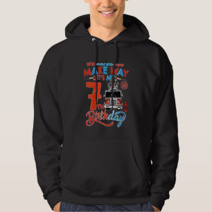 Kids Make Way It's My 7th Birthday Firefighter Bir Hoodie