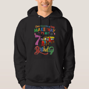 Kids Make Way It's My 7th Birthday Train Birthday Hoodie