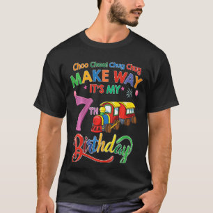 Kids Make Way It's My 7th Birthday Train Birthday T-Shirt