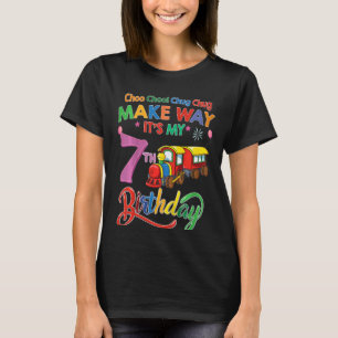 Kids Make Way It's My 7th Birthday Train Birthday T-Shirt