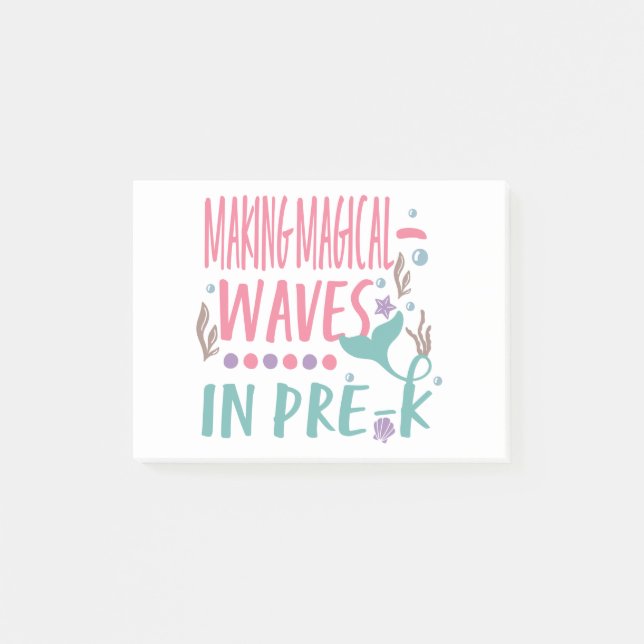 Kids Making Magical Waves In Pre K Mermaid Post-it Notes (Front)