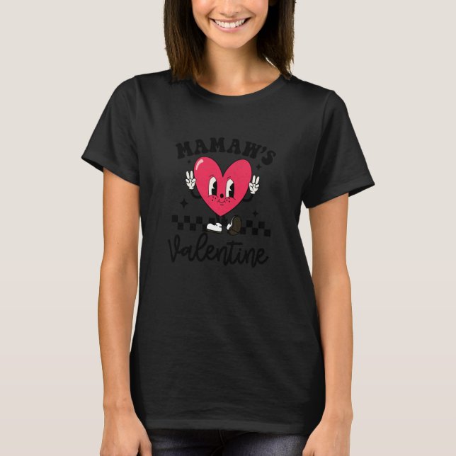 Kids Mamaw's Valentine Cute Heart Love Family Vale T-Shirt (Front)