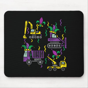 Kids Mardi Gras Construction Truck Cute Vehicle Bo Mouse Pad