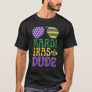Kids Mardi Gras Dude Funny Vintage American Flag S T-Shirt