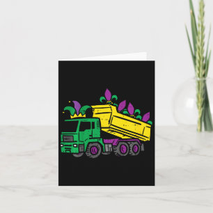 Kids Mardi Gras Dump Truck Cute Construction Boys Card
