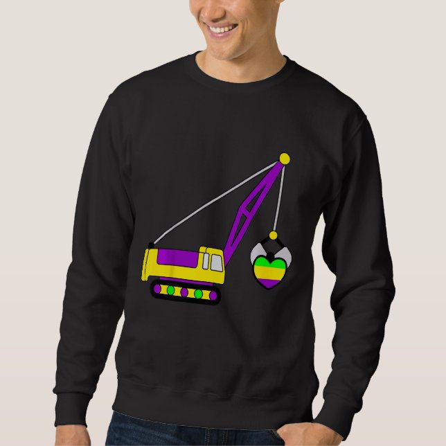 Kids Mardi Gras Heart Crane Lifting Carnival Masqu Sweatshirt (Front)