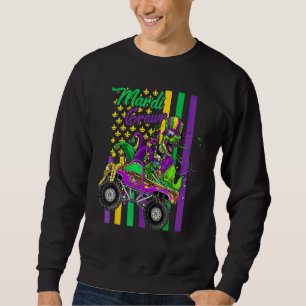 Kids Mardi Grawr T Rex Dino Mardi Gras Monster Tru Sweatshirt