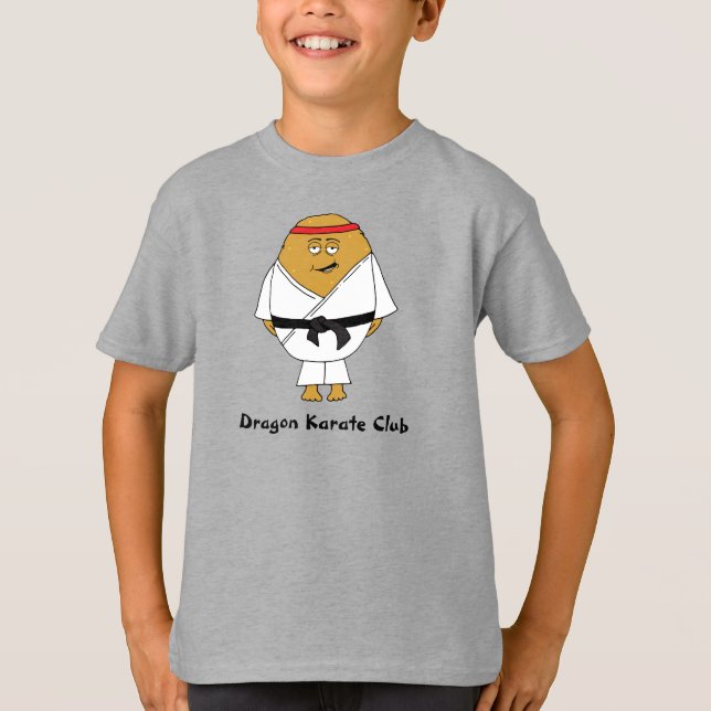 Kids Martial Arts Karate Club Cartoon Character T-Shirt (Front)