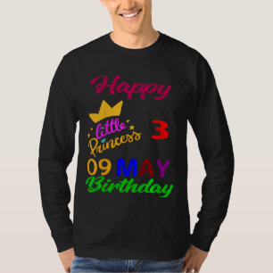 Kids May Girls Birthday 9 May 3rd Anniversary T-Shirt
