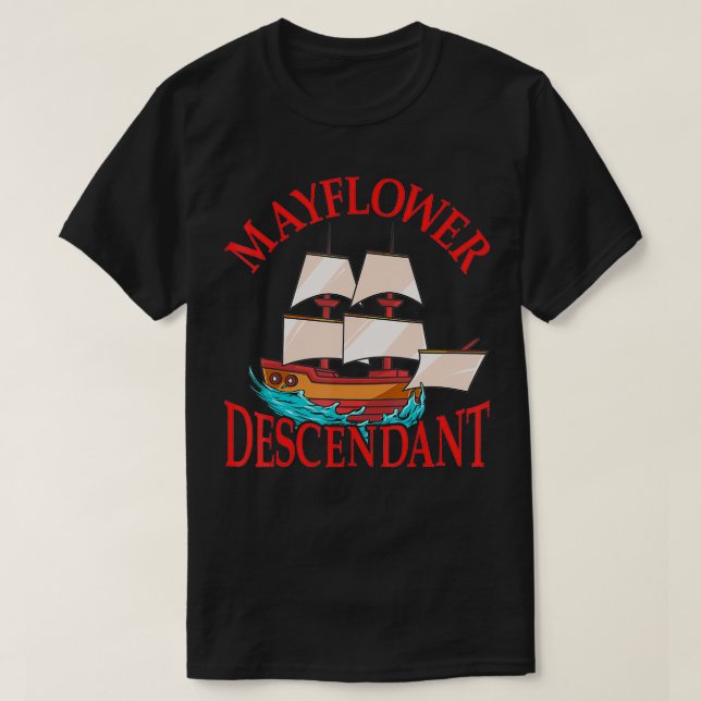 Kids Mayflower Descendant Ship History Gift Pilgri T-Shirt (Design Front)