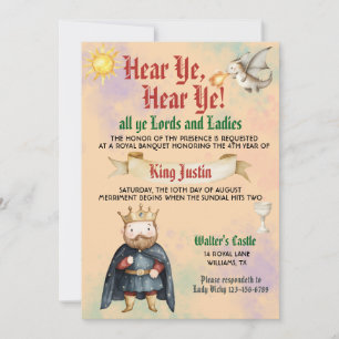 Kids Mediaeval Renaissance King Birthday Invitatio Invitation