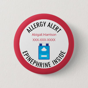 Kids Medical Alert Allergy Epinephrine Inside 6 Cm Round Badge
