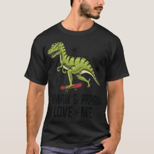 Kids Memaw and Papaw Love Me Grandson Dinosaur T-Shirt