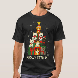 Kids Men Women Meowy Catmas Funny Christmas Cats C T-Shirt