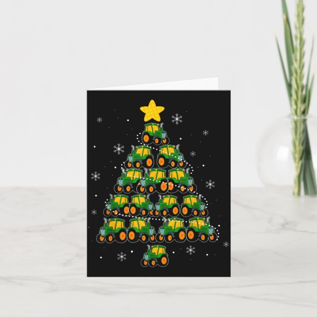 Kids Men Women Tractor Christmas Tree Farmer Xmas  Card (Front)