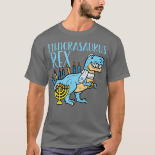 Kids Menorasaurus Re Tre Dino Jewish Kids Toddler T-Shirt