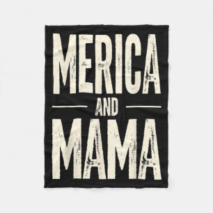 Kids Merica and Mama Funny Patriotic Mum USA Pride Fleece Blanket