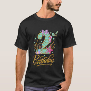 Kids Mermaid 2nd Birthday Outfit African American  T-Shirt