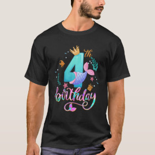 Kids Mermaid 4Th Birthday I'm 4 Years Old Boys Gir T-Shirt