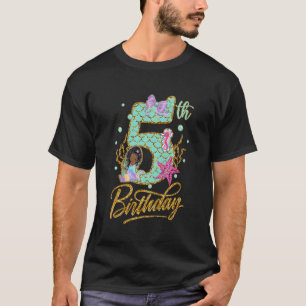 Kids Mermaid 5th Birthday Outfit African American T-Shirt