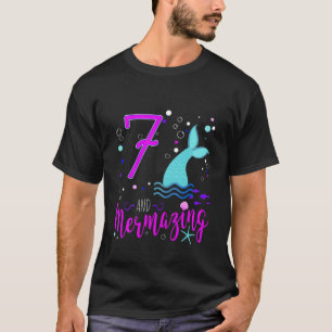 Kids Mermaid Girls 7Th Birthday 7 Years Old Party T-Shirt