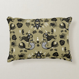 Kids Mermaid Gold Beach Decorative Cushion