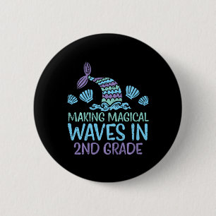 Kids Mermaid Magical Waves 2nd Grade Second First  6 Cm Round Badge