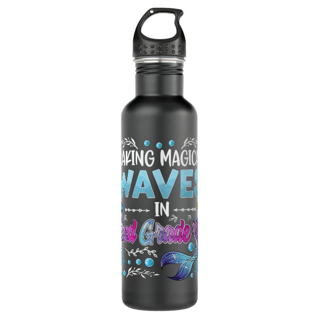 Kids Mermaid Magical Waves 2nd Grade Second First  710 Ml Water Bottle (Front)