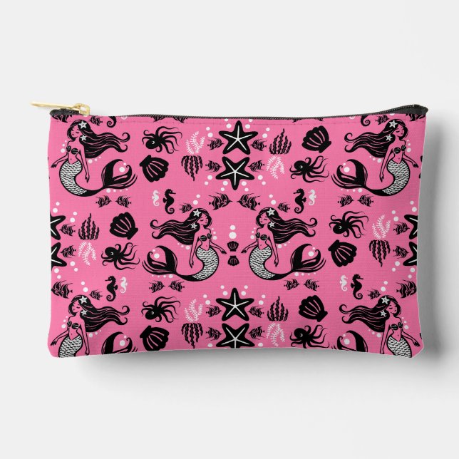 Kids Mermaid Pink Accessory Pouch (Front)