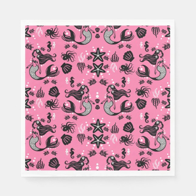 Kids Mermaid Pink Napkin (Front)