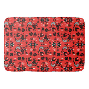 Kids Mermaid Red Pink Bath Mat