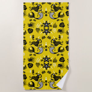 Kids Mermaid Yellow Beach Towel