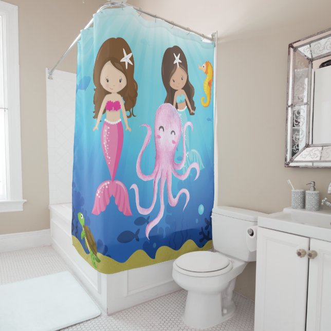 Kids Mermaids Under The Sea Shower Curtain (In Situ)