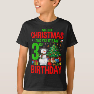 Kids Merry Christmas And Yes It's My 3rd Birthday T-Shirt