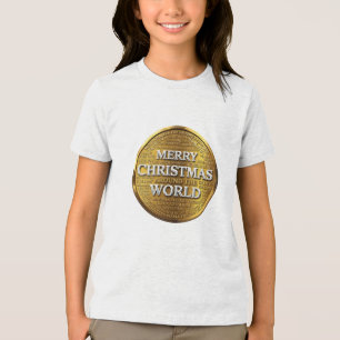 Kids Merry Christmas Around the World T-Shirt Tri-Blend Shirt