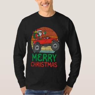 Kids Merry Christmas Santa Monster Truck Xmas PJ T T-Shirt