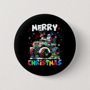 Kids Merry Christmas Xmas Lights Monster Truck San 6 Cm Round Badge