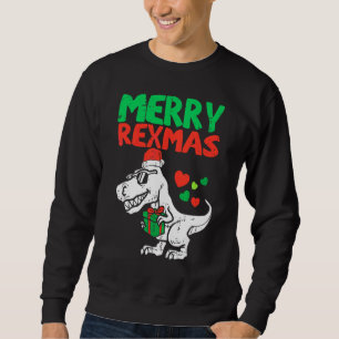 Kids Merry Rexmas Santa Trex Dino Toddler Boys Chr Sweatshirt