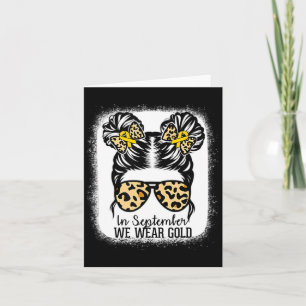Kids Messy Bun Childhood Cancer Awareness Golden R Card