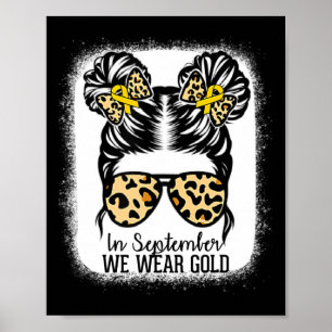 Kids Messy Bun Childhood Cancer Awareness Golden R Poster