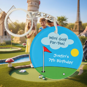 Kid's miniature golf Birthday party keychain gift