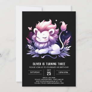 Kids Minimalist Lion Birthday Invitation