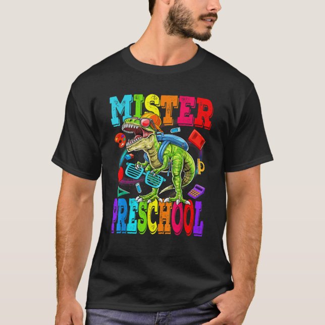 Kids Mister Preschool Dude Monster Truck Dinosaur  T-Shirt (Front)