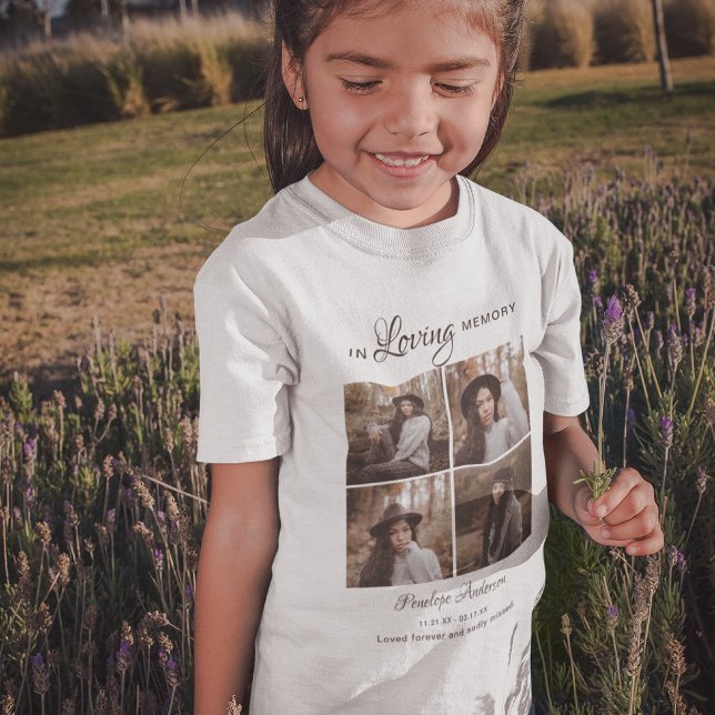 Kids Modern 4 Photo Collage Funeral T-Shirt (Creator Uploaded)