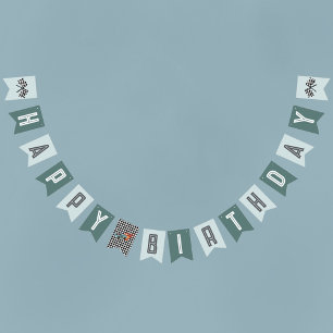 Kids Modern Blue Racing Car Boys Birthday Bunting