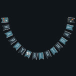 Kids Modern Blue Sports Boys Birthday Bunting<br><div class="desc">This cool and modern sports-themed kids birthday bunting design features a blue sports illustration,  with a basketball,  football,  soccer ball,  tennis racket,  trophy,  and stars.</div>